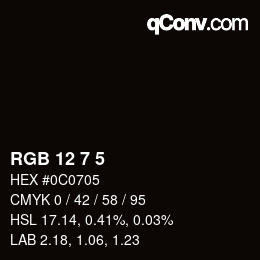 Color code: RGB 12 7 5 | qconv.com