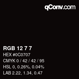 Color code: RGB 12 7 7 | qconv.com