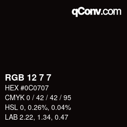 Color code: RGB 12 7 7 | qconv.com