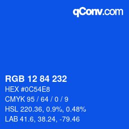 Color code: RGB 12 84 232 | qconv.com