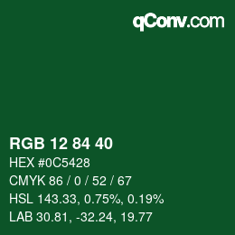 Color code: RGB 12 84 40 | qconv.com