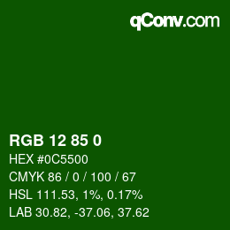 Color code: RGB 12 85 0 | qconv.com