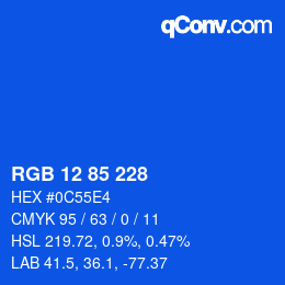 Color code: RGB 12 85 228 | qconv.com
