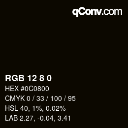 カラーコード: RGB 12 8 0 | qconv.com