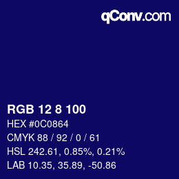 Color code: RGB 12 8 100 | qconv.com