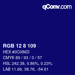 カラーコード: RGB 12 8 109 | qconv.com