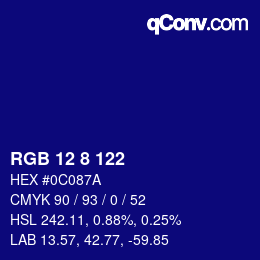 Color code: RGB 12 8 122 | qconv.com
