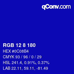 Color code: RGB 12 8 180 | qconv.com