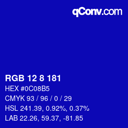 Code couleur: RGB 12 8 181 | qconv.com