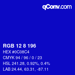 Color code: RGB 12 8 196 | qconv.com