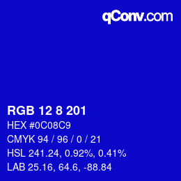 カラーコード: RGB 12 8 201 | qconv.com