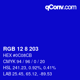 颜色代码: RGB 12 8 203 | qconv.com