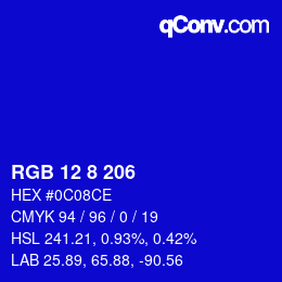 カラーコード: RGB 12 8 206 | qconv.com