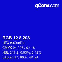 Color code: RGB 12 8 208 | qconv.com