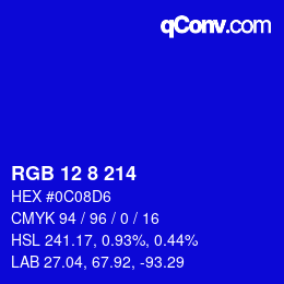 カラーコード: RGB 12 8 214 | qconv.com