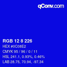 カラーコード: RGB 12 8 226 | qconv.com