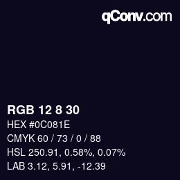 カラーコード: RGB 12 8 30 | qconv.com