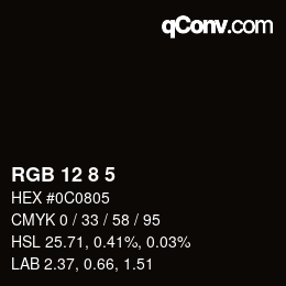 Color code: RGB 12 8 5 | qconv.com