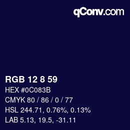 Color code: RGB 12 8 59 | qconv.com
