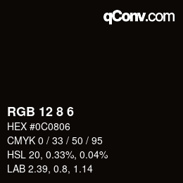 カラーコード: RGB 12 8 6 | qconv.com