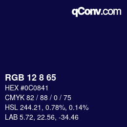 Color code: RGB 12 8 65 | qconv.com