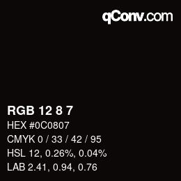 Farbcode: RGB 12 8 7 | qconv.com
