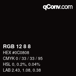 Color code: RGB 12 8 8 | qconv.com