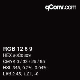 Farbcode: RGB 12 8 9 | qconv.com