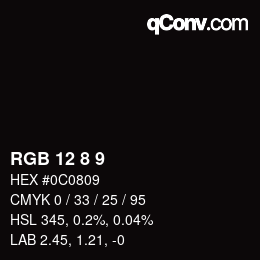 Color code: RGB 12 8 9 | qconv.com