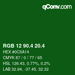 カラーコード: RGB 12 90.4 20.4 | qconv.com
