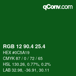 カラーコード: RGB 12 90.4 25.4 | qconv.com