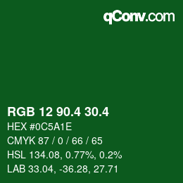 カラーコード: RGB 12 90.4 30.4 | qconv.com