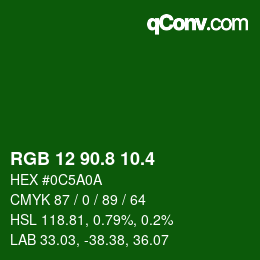 カラーコード: RGB 12 90.8 10.4 | qconv.com