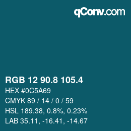 カラーコード: RGB 12 90.8 105.4 | qconv.com