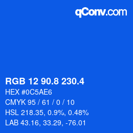 カラーコード: RGB 12 90.8 230.4 | qconv.com