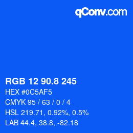 カラーコード: RGB 12 90.8 245 | qconv.com