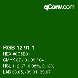Color code: RGB 12 91 1 | qconv.com