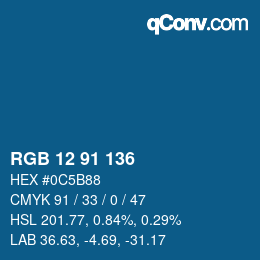 Color code: RGB 12 91 136 | qconv.com