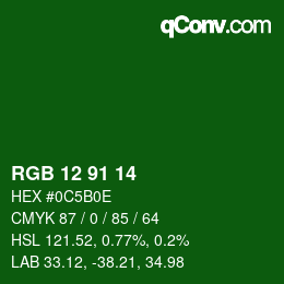 Color code: RGB 12 91 14 | qconv.com
