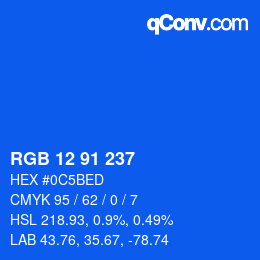カラーコード: RGB 12 91 237 | qconv.com