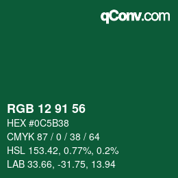 Color code: RGB 12 91 56 | qconv.com