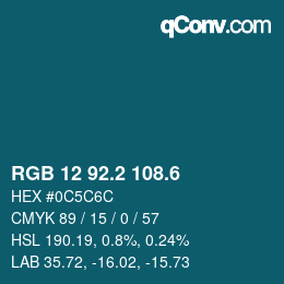 カラーコード: RGB 12 92.2 108.6 | qconv.com