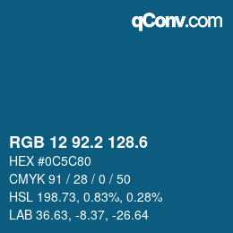 カラーコード: RGB 12 92.2 128.6 | qconv.com