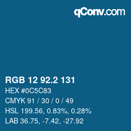 カラーコード: RGB 12 92.2 131 | qconv.com