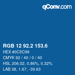 カラーコード: RGB 12 92.2 153.6 | qconv.com