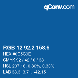 カラーコード: RGB 12 92.2 158.6 | qconv.com