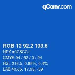カラーコード: RGB 12 92.2 193.6 | qconv.com