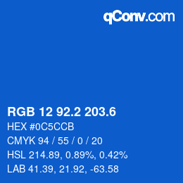 カラーコード: RGB 12 92.2 203.6 | qconv.com