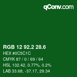 カラーコード: RGB 12 92.2 28.6 | qconv.com