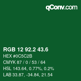 カラーコード: RGB 12 92.2 43.6 | qconv.com